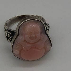 925 PINK OPAL BUDDHA RING